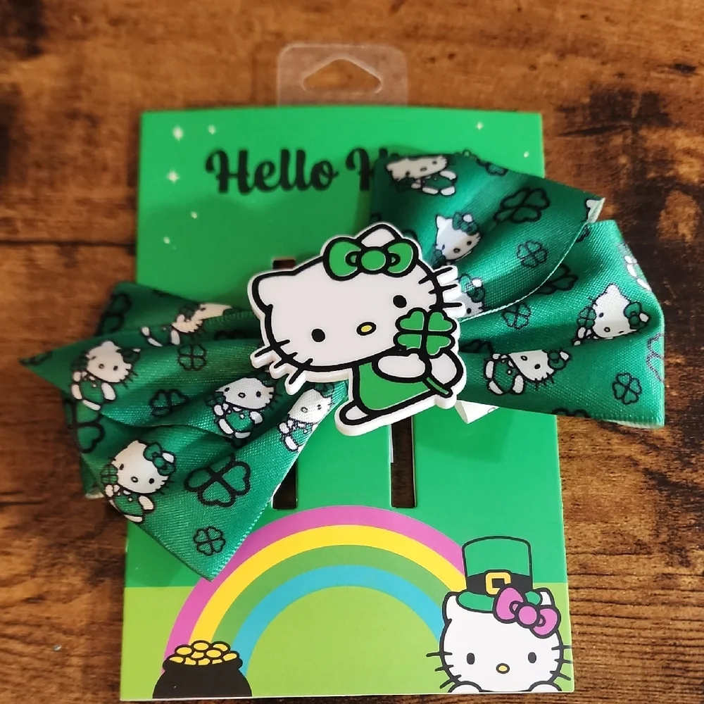 Hello Kitty Green Patterned Bow Hair Clip for Kids